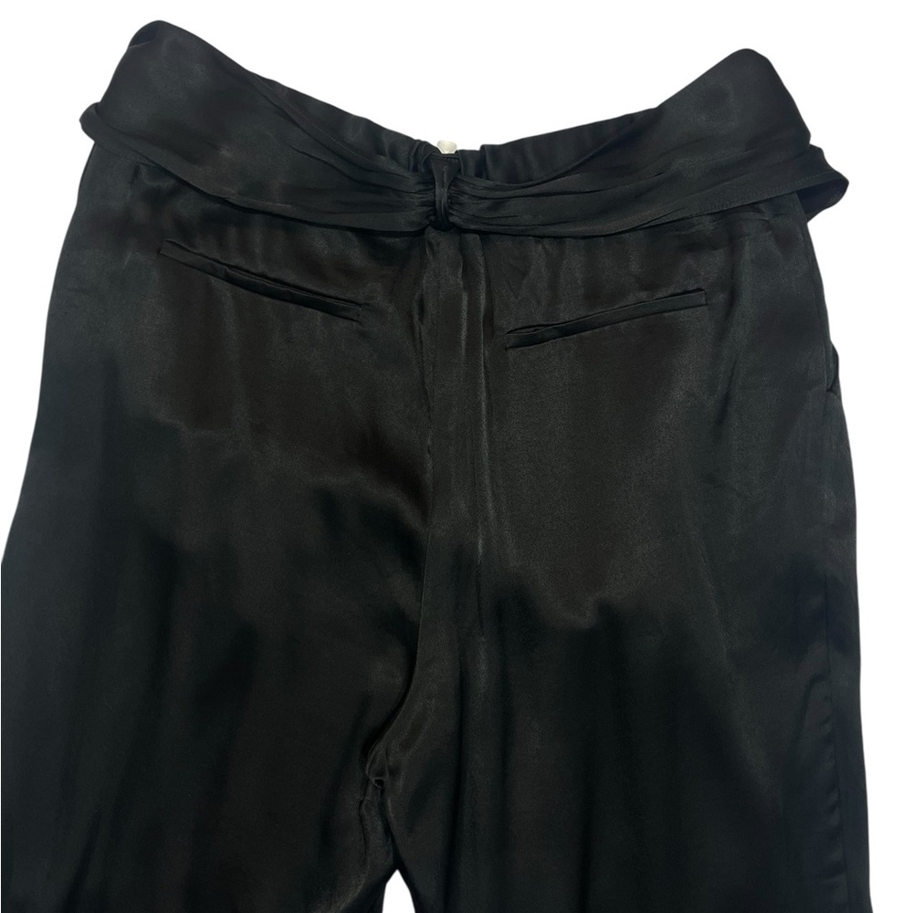 Anthropologie ett:twa Satin Black Tie Waist Wide Leg Trouser Ankle Pants Size 14 - Picture 7 of 16